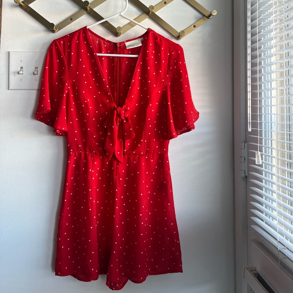 The Room red polka dot romper